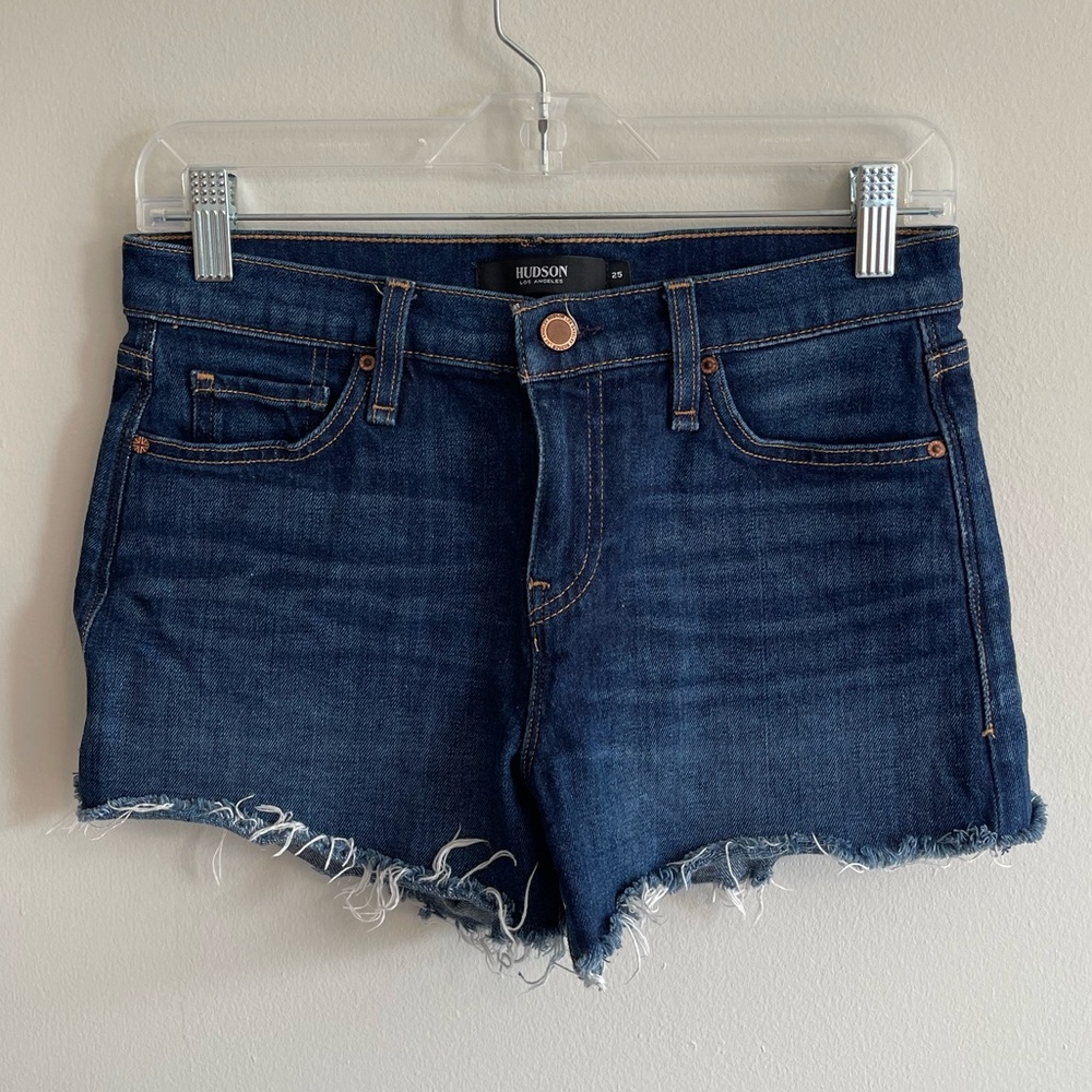 Hudson Los Angeles dark wash blue denim shorts